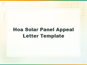 Hoa Solar Panel Appeal Letter Template