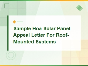 Sample Hoa Appeal Letter for Roof-Mounted Solar Panels