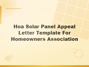 Solar Panel Appeal Letter for Hoa Aesthetic Compliance