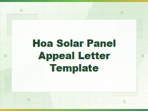Hoa Solar Panel Appeal Letter Template for Homeowners